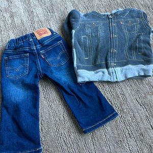 Levi’s jeans and jacket. Jeans 12 months and jacket 18 months.
